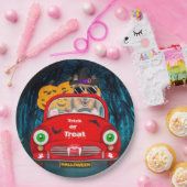 Rough Collie Dog Driving Car Beängstigend Hallowee Pappteller (Party)