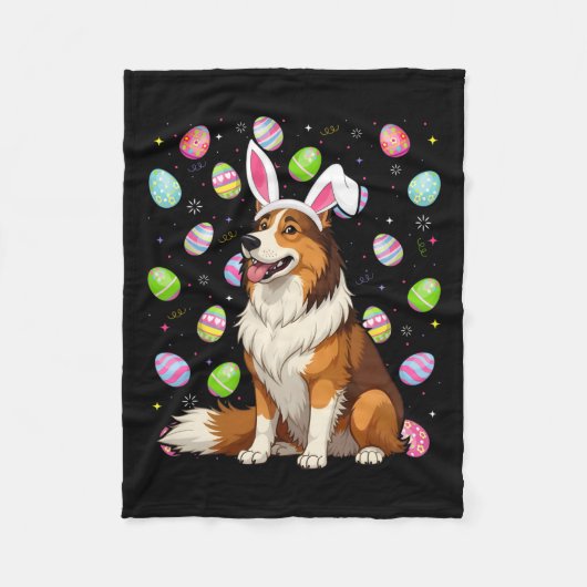 Rough Collie Dog Easter Egg Hunt Bunny Ohr Ostern Fleecedecke (Vorderseite)