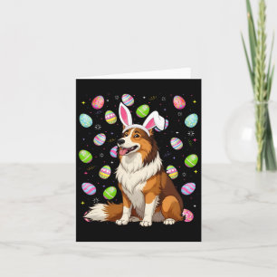 Rough Collie Dog Easter Egg Hunt Bunny Ohr Ostern Karte