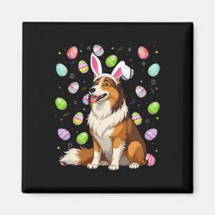 Rough Collie Dog Easter Egg Hunt Bunny Ohr Ostern Magnet