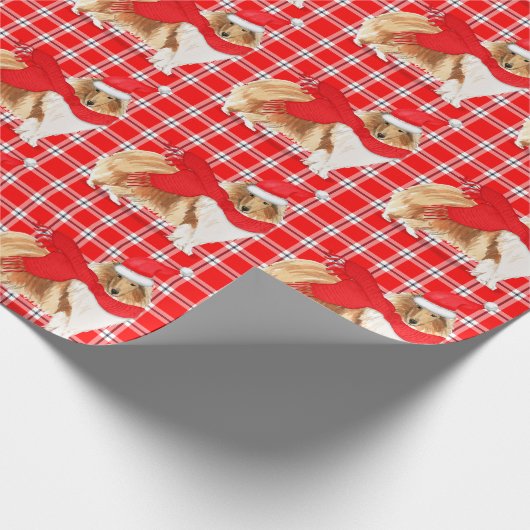 Rough Collie Dog Funny Holiday Karierte Weihnachte Geschenkpapier (Ecke)