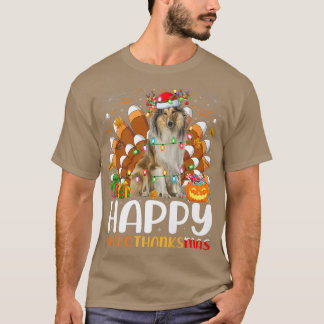 Rough Collie Dog Halloween Weihnachtsfeiertag T-Shirt