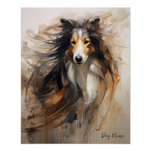 Rough Collie Dog im Wind 2002 - Yacobsen Derosa Poster (Vorderseite)