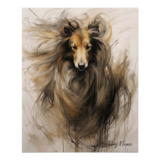 Rough Collie Dog im Wind 2004 - Yacobsen Derosa Poster