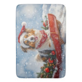 Rough Collie Dog in Sledge Let it Snow Christmas Badematte (Vorderseite Vertikal)