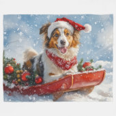 Rough Collie Dog in Sledge Let it Snow Christmas Fleecedecke (Vorderseite (Horizontal))
