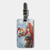 Rough Collie Dog in Sledge Let it Snow Christmas Gepäckanhänger (Vorderseite vertikal)