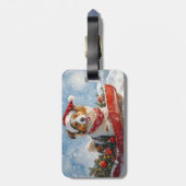 Rough Collie Dog in Sledge Let it Snow Christmas Gepäckanhänger (Rückseite vertikal)