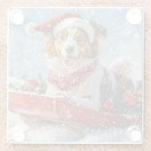 Rough Collie Dog in Sledge Let it Snow Christmas Glasuntersetzer (Rückseite)