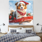 Rough Collie Dog in Sledge Let it Snow Christmas Leinwanddruck (Insitu (Schlafzimmer))