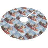 Rough Collie Dog in Sledge Let it Snow Christmas Polyester Weihnachtsbaumdecke (Schrägansicht)