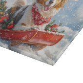 Rough Collie Dog in Sledge Let it Snow Christmas Schneidebrett (Ecke)