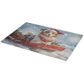 Rough Collie Dog in Sledge Let it Snow Christmas Schneidebrett (Ecke)