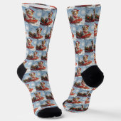Rough Collie Dog in Sledge Let it Snow Christmas Socken (Gewinkelt)