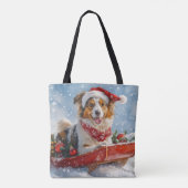 Rough Collie Dog in Sledge Let it Snow Christmas Tasche (Rückseite)