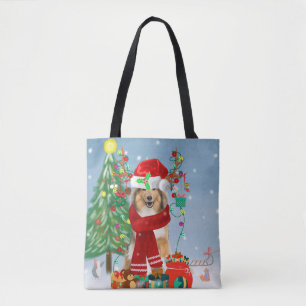 Rough Collie Dog in Snow Christmas Gift Tasche