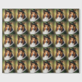 Rough Collie Dog in St. Patrick's Day Dress Geschenkpapier (Flach)