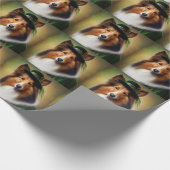 Rough Collie Dog in St. Patrick's Day Dress Geschenkpapier (Ecke)