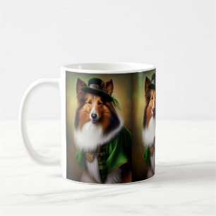 Rough Collie Dog in St. Patrick's Day Dress Kaffeetasse