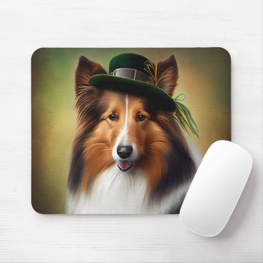 Rough Collie Dog in St. Patrick's Day Dress Mousepad (Mit Mouse)