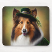 Rough Collie Dog in St. Patrick's Day Dress Mousepad (Vorne)