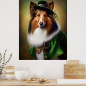 Rough Collie Dog in St. Patrick's Day Dress Poster (Küche)
