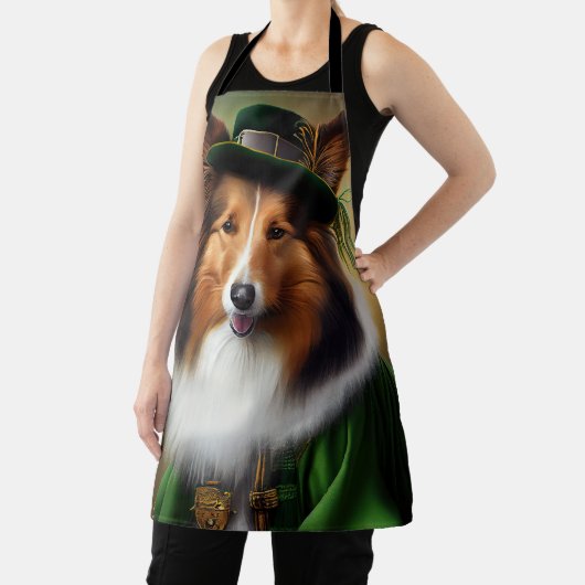 Rough Collie Dog in St. Patrick's Day Dress Schürze (InSitu)