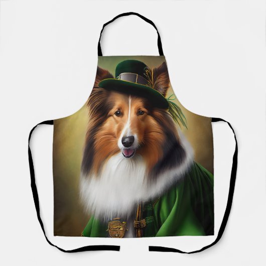 Rough Collie Dog in St. Patrick's Day Dress Schürze (Vorderseite)