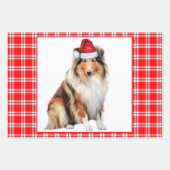Rough Collie Dog Karierte Weihnachten Geschenkpapier Set (Vorderseite)