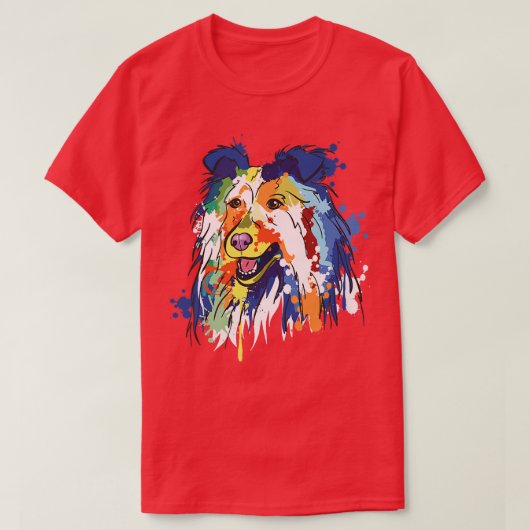 Rough Collie Dog Lover Downer Splash Art T-Shirt (Design vorne)