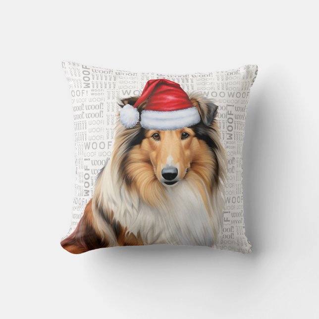 Rough Collie Dog Lover Weihnachtsfeiertag Kissen (Vorderseite)