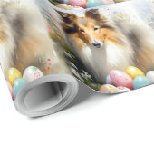 Rough Collie Dog mit Ostereiern Urlaub Geschenkpapier (Rolleneckpunkt)