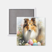 Rough Collie Dog mit Ostereiern Urlaub Magnet (Vorderseite/Rückseite)