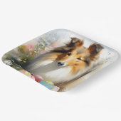 Rough Collie Dog mit Ostereiern Urlaub Pappteller (Gewinkelt)