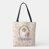 Rough Collie Dog Paw Print & Dog Bone Niedlich Tasche (Rückseite)