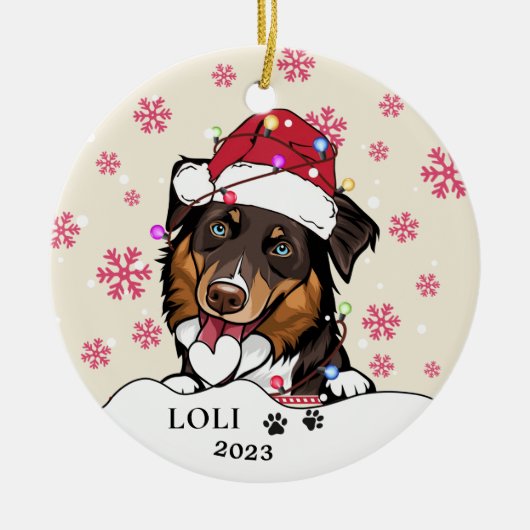 Rough Collie Dog Personalisiert Hand Zeichnend Ker Keramik Ornament (Vorne)