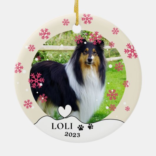 Rough Collie Dog Personalisiert Hand Zeichnend Ker Keramik Ornament (Hinten)