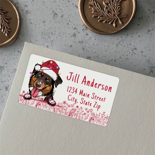 Rough Collie Dog Personalisiert Zeichnend Hand Adressaufkleber