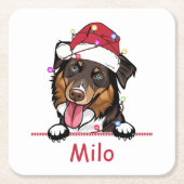 Rough Collie Dog Personalisiert Zeichnend Hand Rechteckiger Pappuntersetzer (Vorderseite)