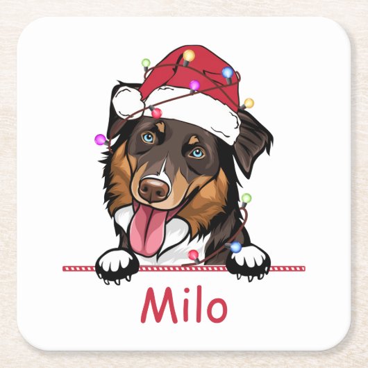 Rough Collie Dog Personalisiert Zeichnend Hand Rechteckiger Pappuntersetzer (Vorderseite)