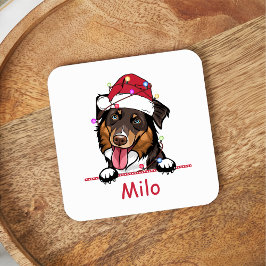 Rough Collie Dog Personalisiert Zeichnend Hand Rechteckiger Pappuntersetzer