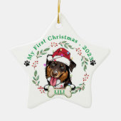 Rough Collie Dog Personalisiertes Weihnachtsgesche Keramik Ornament (Vorne)
