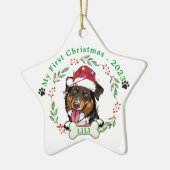 Rough Collie Dog Personalisiertes Weihnachtsgesche Keramik Ornament (Links)