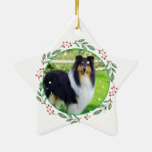 Rough Collie Dog Personalisiertes Weihnachtsgesche Keramik Ornament (Hinten)