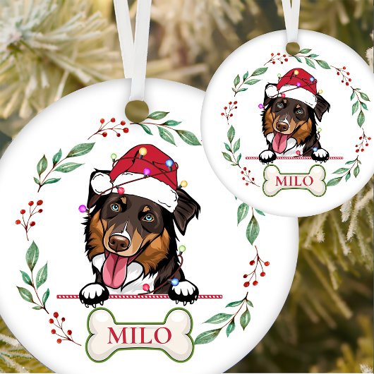 Rough Collie Dog Personalisiertes Weihnachtsgesche Keramik Ornament