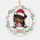 Rough Collie Dog Personalisiertes Weihnachtsgesche Keramik Ornament (Hinten)