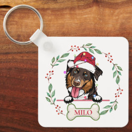 Rough Collie Dog Personalisiertes Weihnachtsgesche Schlüsselanhänger