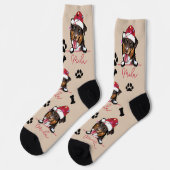 Rough Collie Dog Personalisiertes Weihnachtsgesche Socken (Linkes Detail)