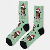Rough Collie Dog Personalisiertes Weihnachtsgesche Socken (Linkes Detail)