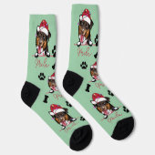 Rough Collie Dog Personalisiertes Weihnachtsgesche Socken (Rechts)